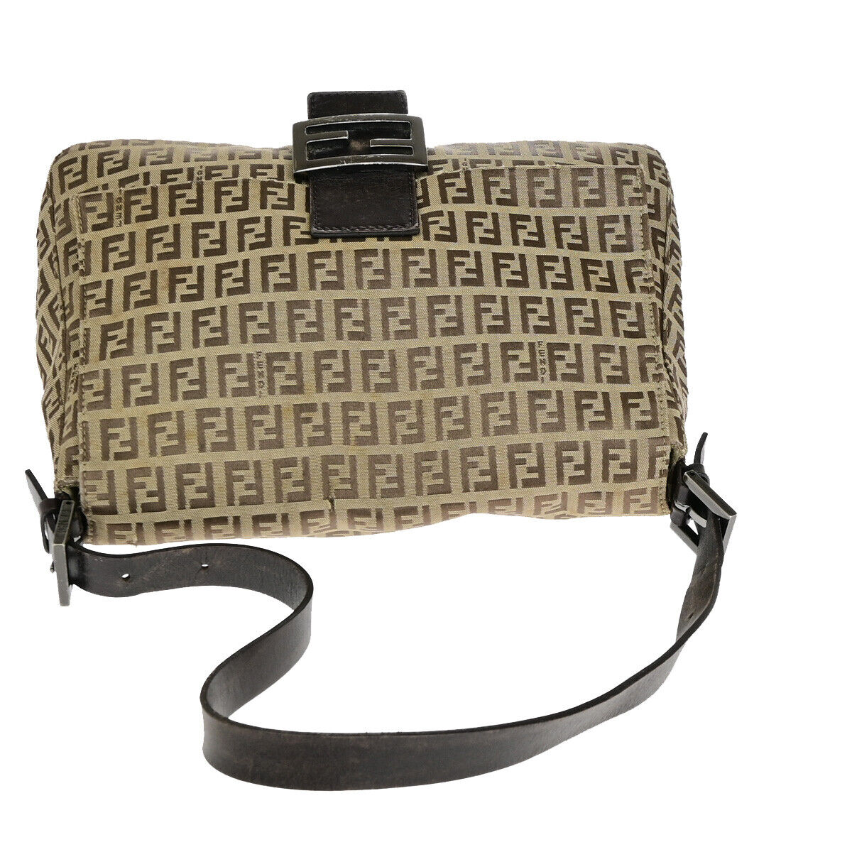 Fendi Mamma Baguette Beige Canvas Shoulder Bag