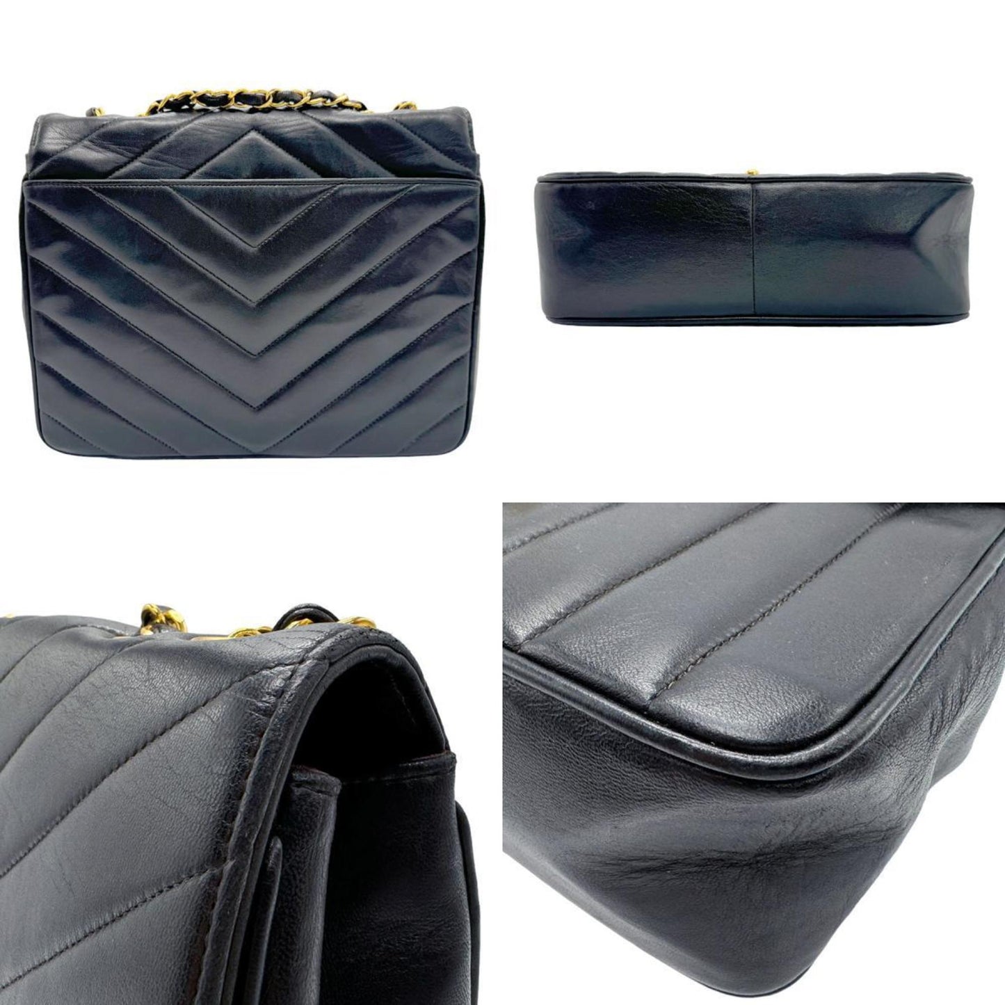 Chanel V-Stich Black Leather Shoulder Bag