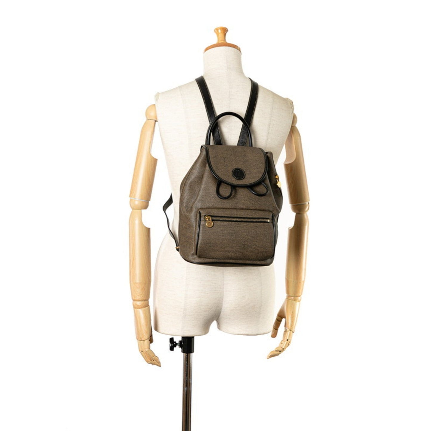 Fendi Zucchino Grey Canvas Backpack Bag