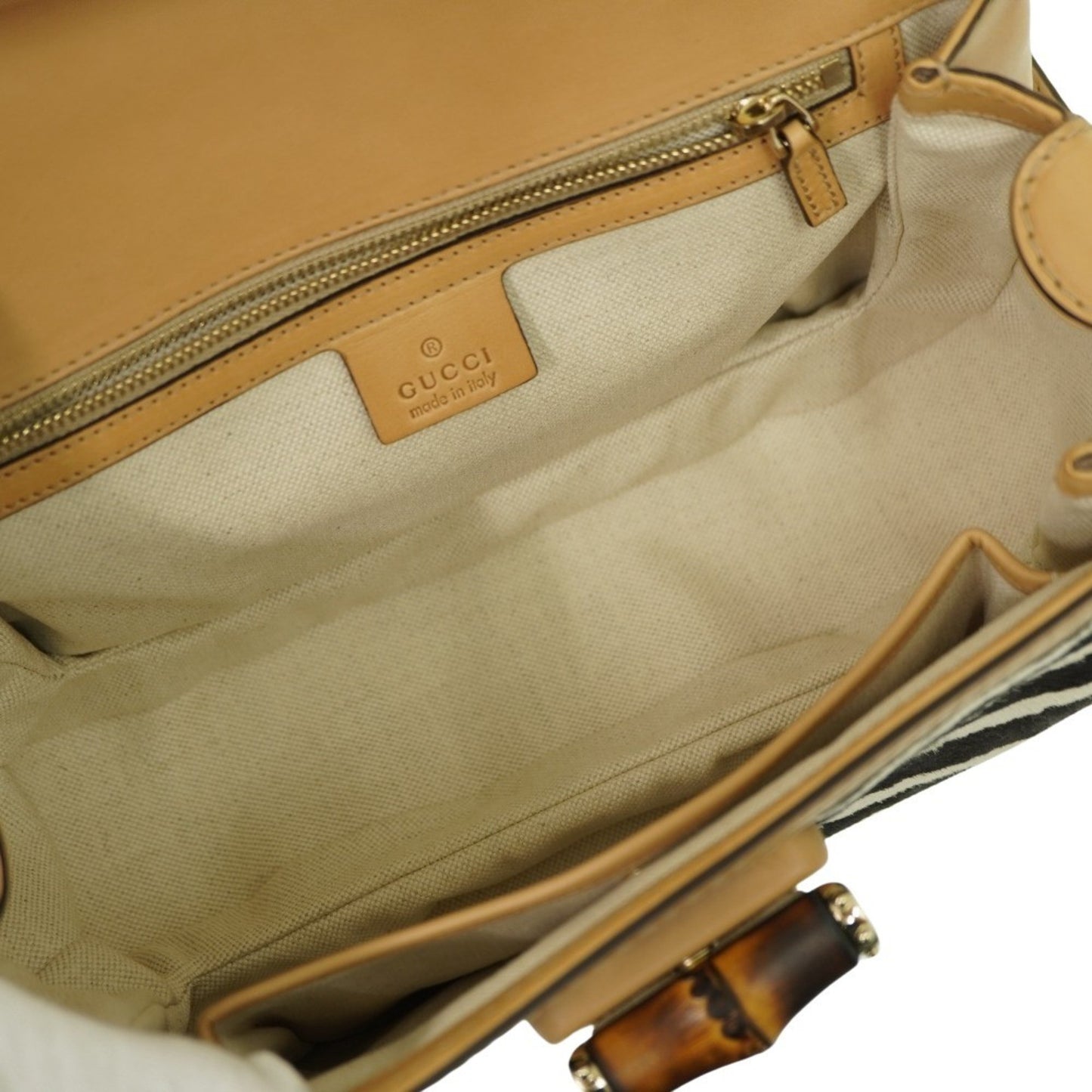 Gucci Bamboo Beige Leather Hand Bag