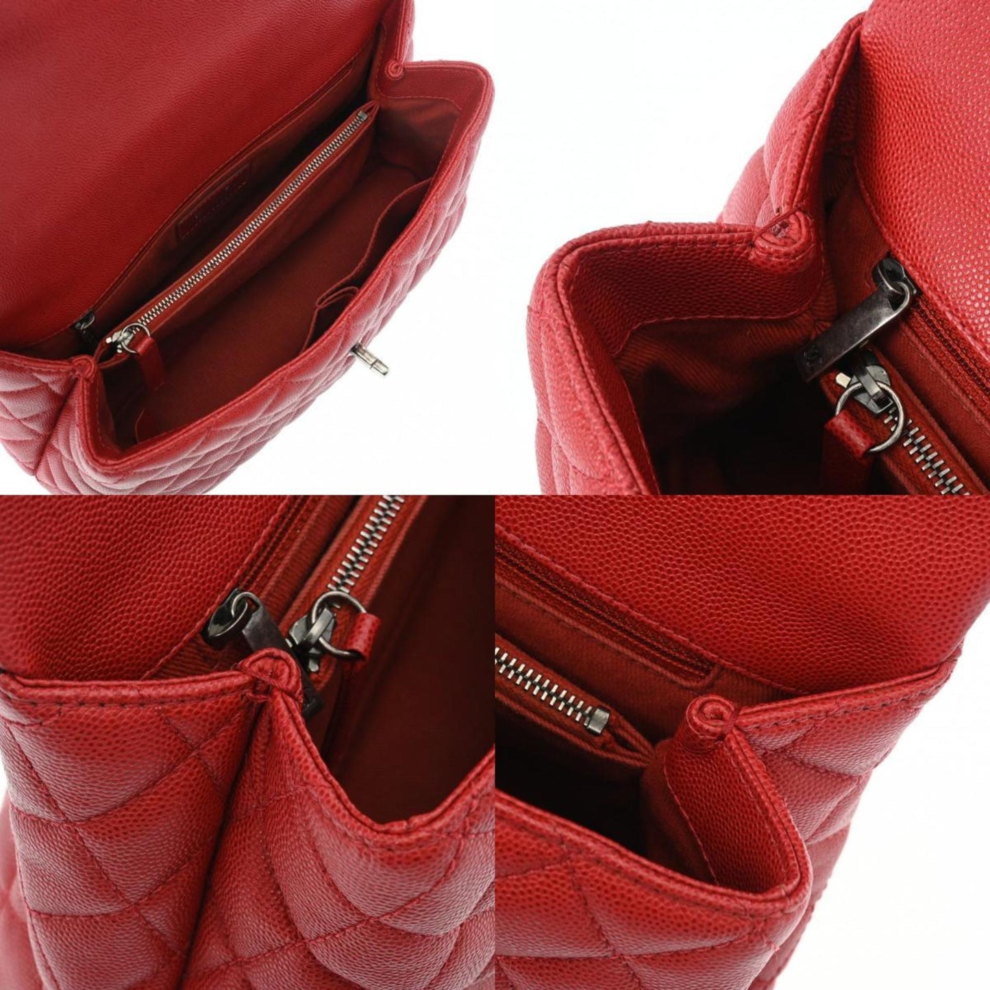 Chanel Coco Handle Red Leather Hand Bag