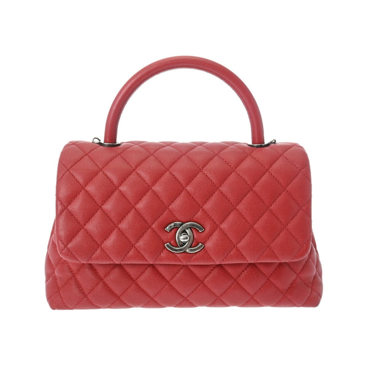 Chanel Coco Handle Red Leather Hand Bag