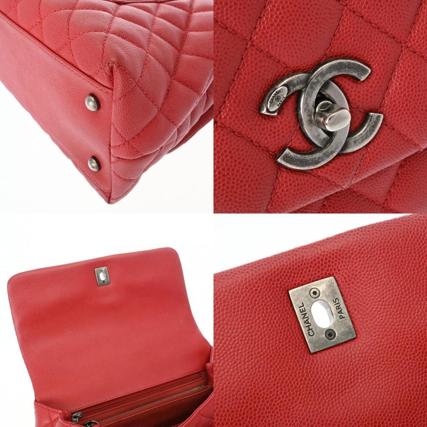 Chanel Coco Handle Red Leather Hand Bag