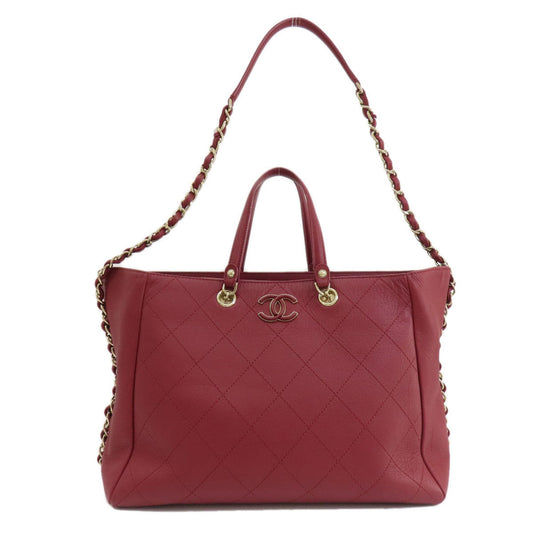 Chanel Matelassé Burgundy Leather Hand Bag