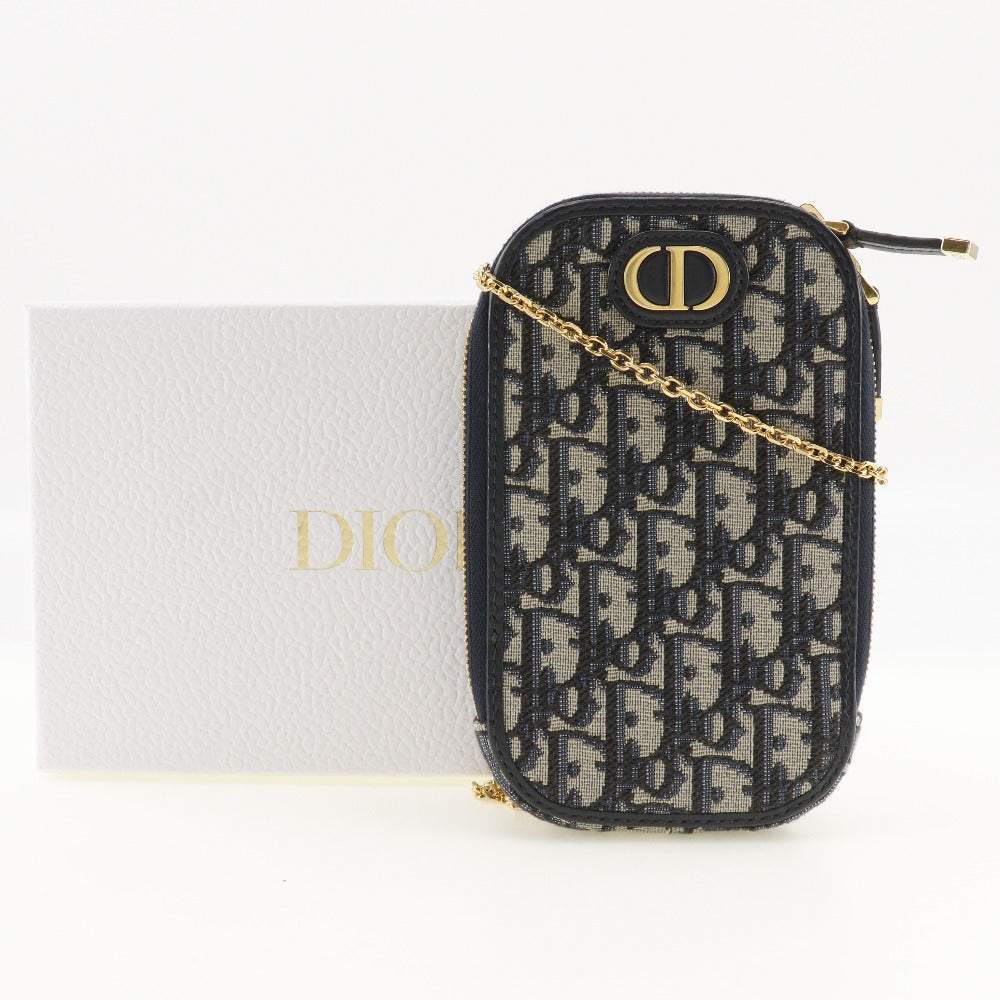 Dior 30 Montaigne Navy Canvas Shoulder Bag