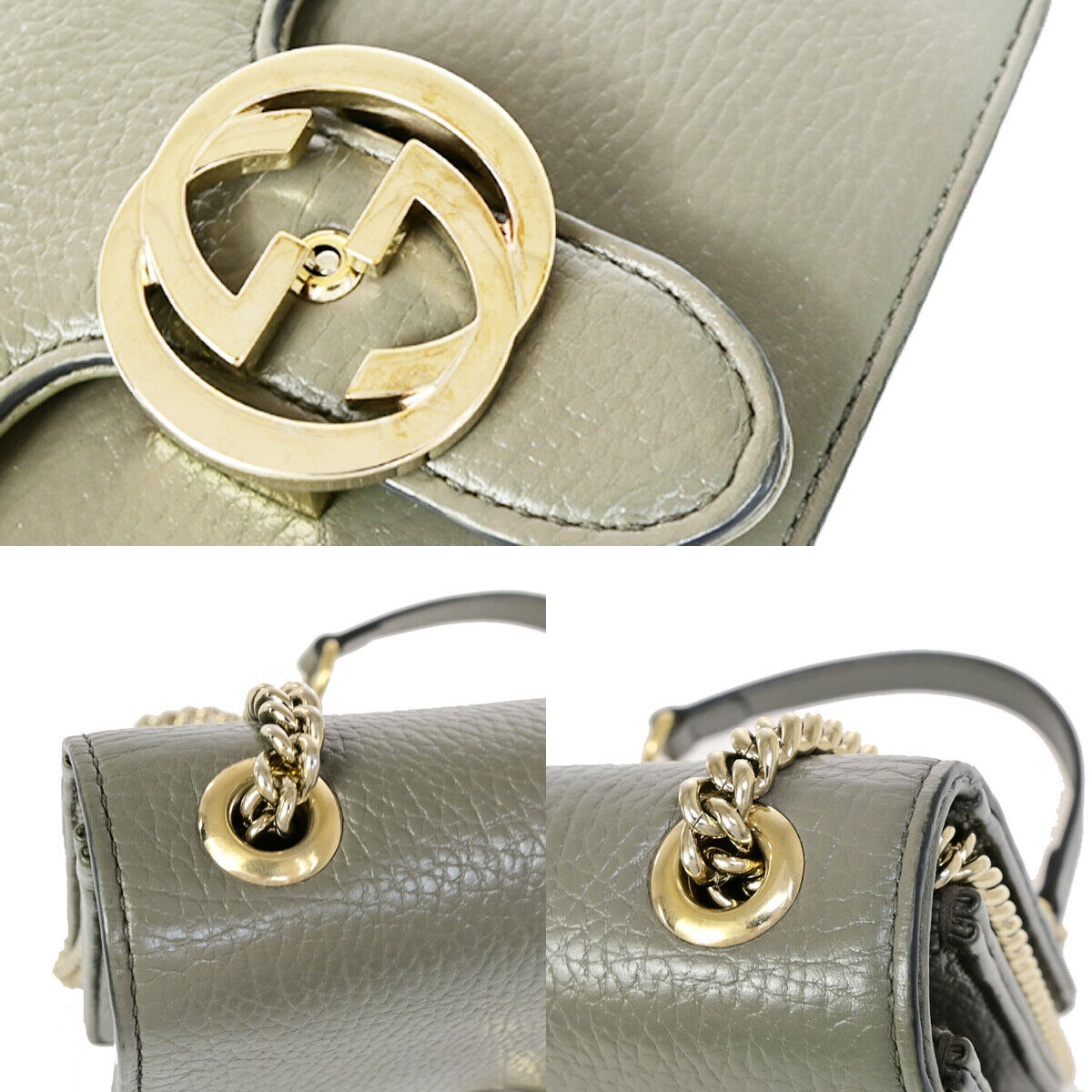 Gucci Interlocking Grey Leather Shoulder Bag