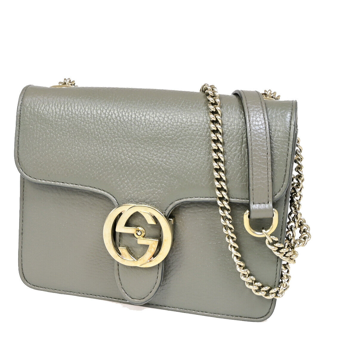 Gucci Interlocking Grey Leather Shoulder Bag