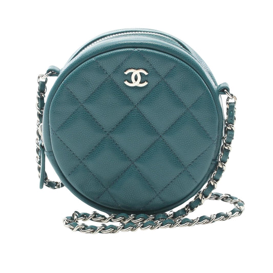 Chanel Round Mini Green Leather Shoulder Bag