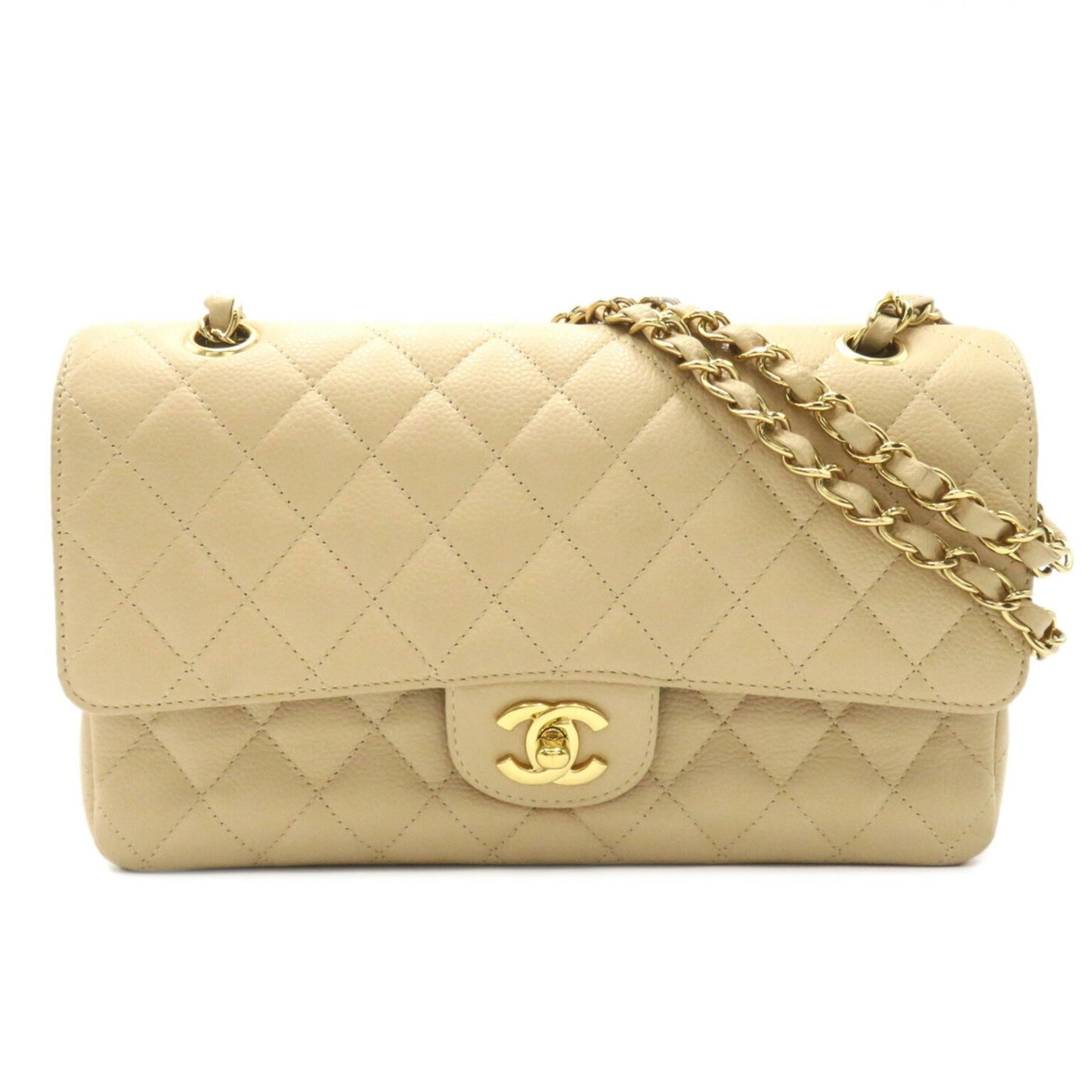 Chanel Timeless Beige Leather Shoulder Bag