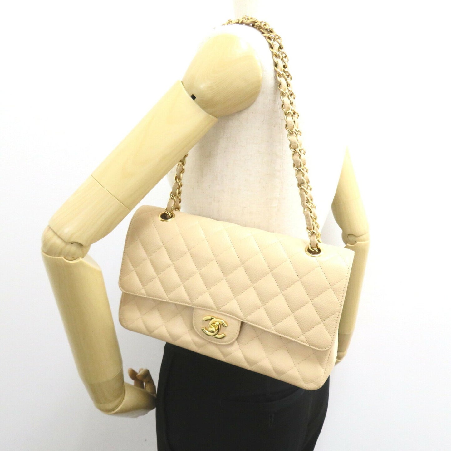 Chanel Timeless Beige Leather Shoulder Bag