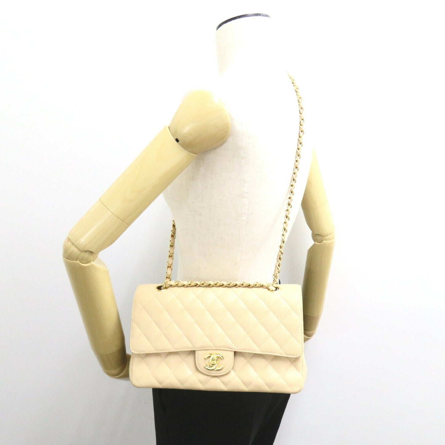 Chanel Timeless Beige Leather Shoulder Bag