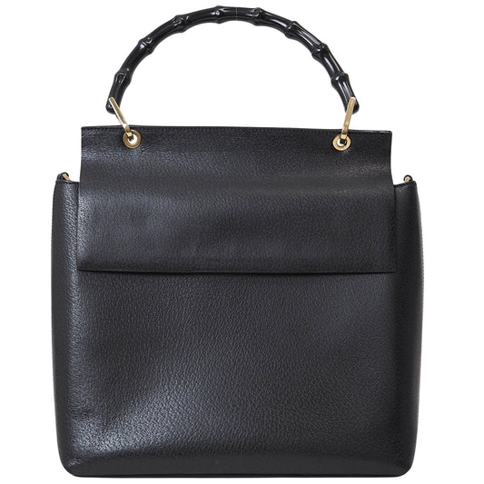 Gucci Bamboo Black Leather Hand Bag