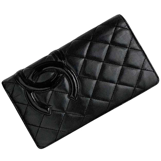 Chanel Cambon Black Leather Wallet Accessories