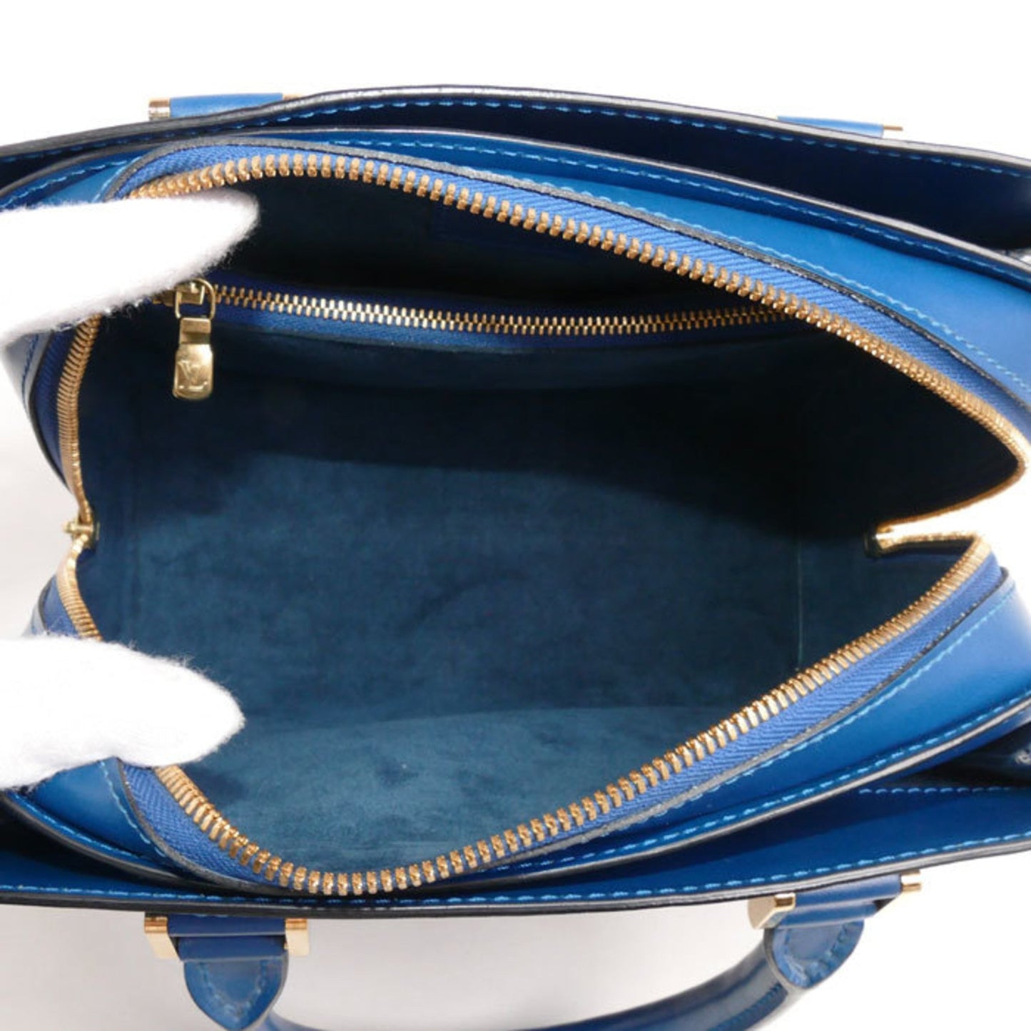 Louis Vuitton Pont Neuf Blue Leather Hand Bag