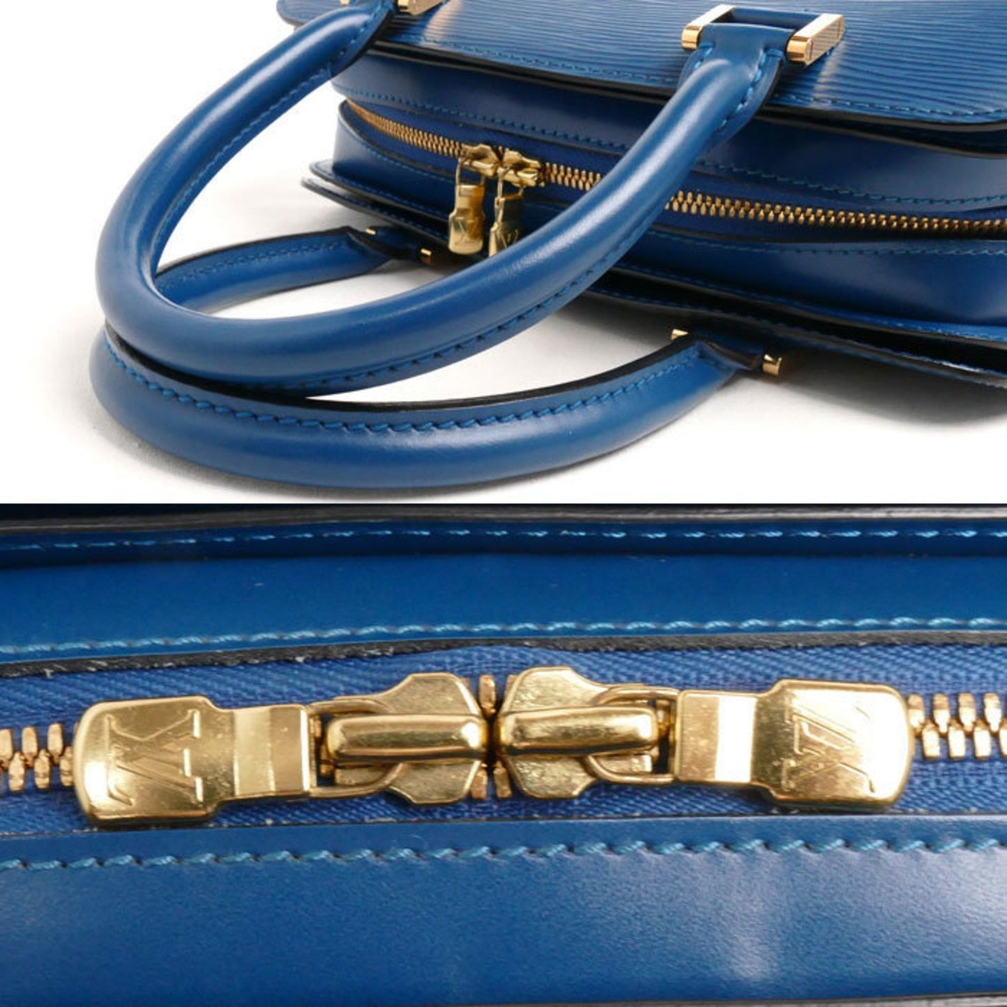 Louis Vuitton Pont Neuf Blue Leather Hand Bag