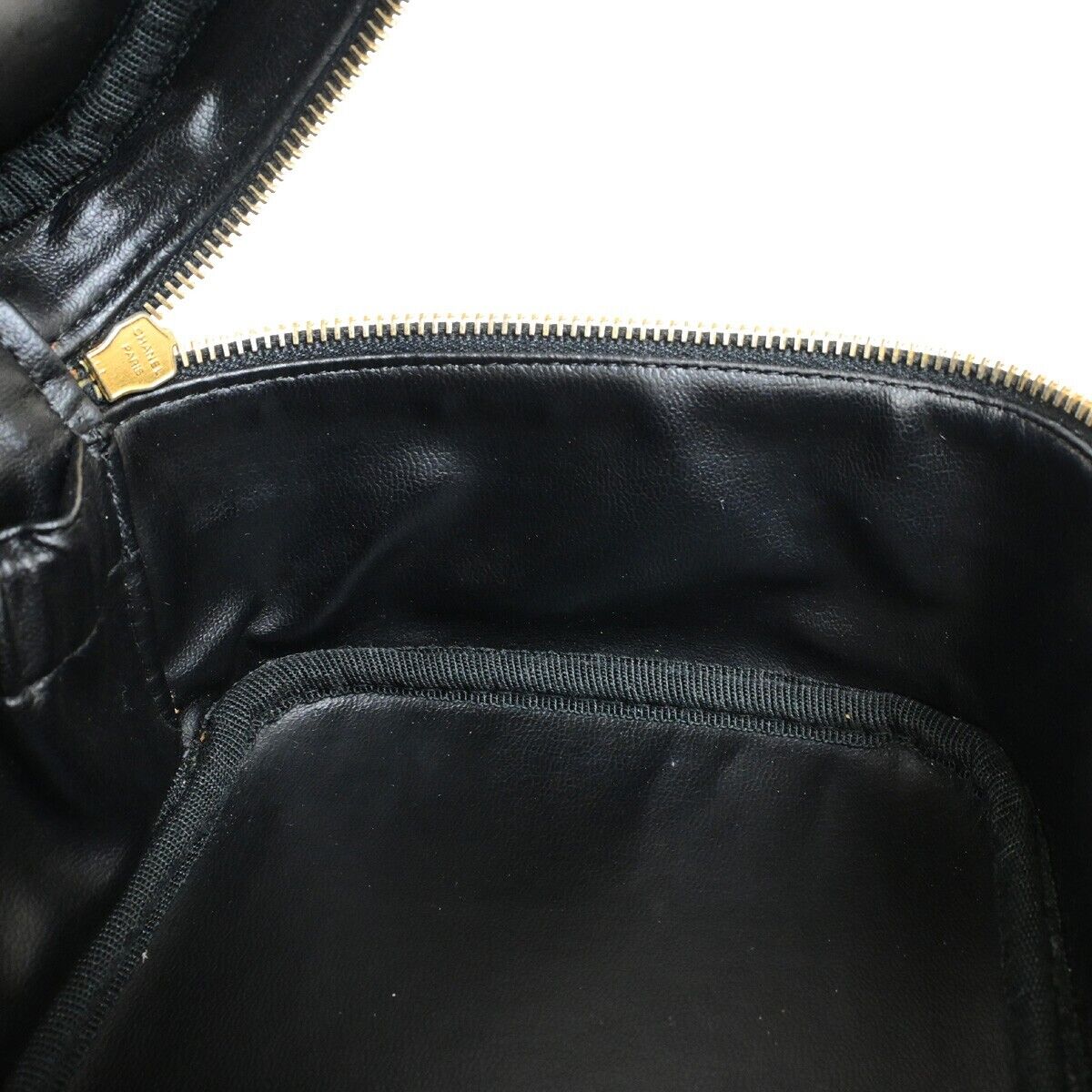 Chanel Vanity Black Leather Hand Bag