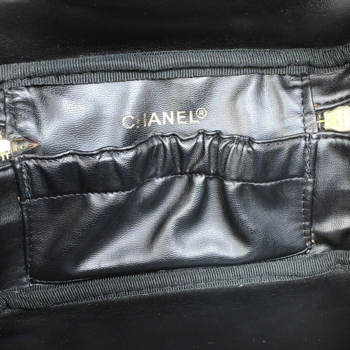 Chanel Vanity Black Leather Hand Bag