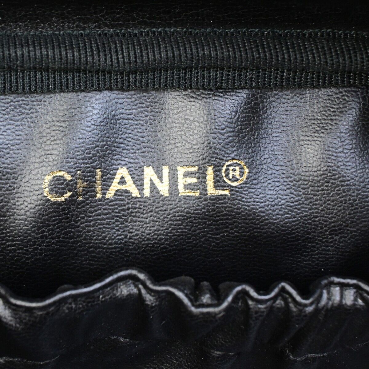 Chanel Vanity Black Leather Hand Bag