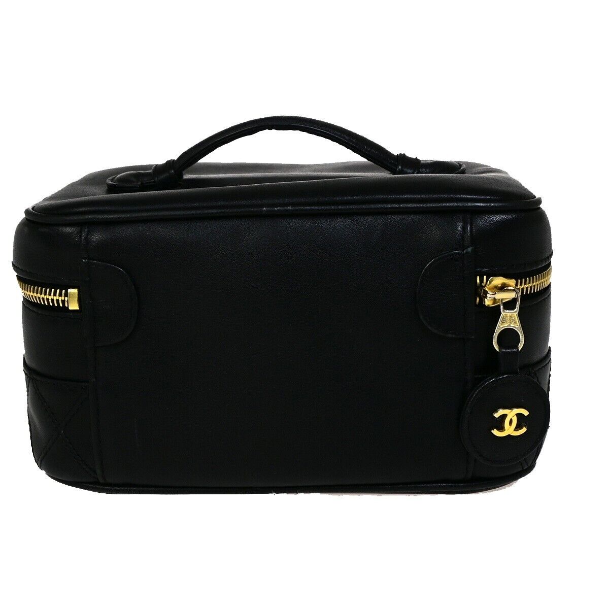 Chanel Vanity Black Leather Hand Bag