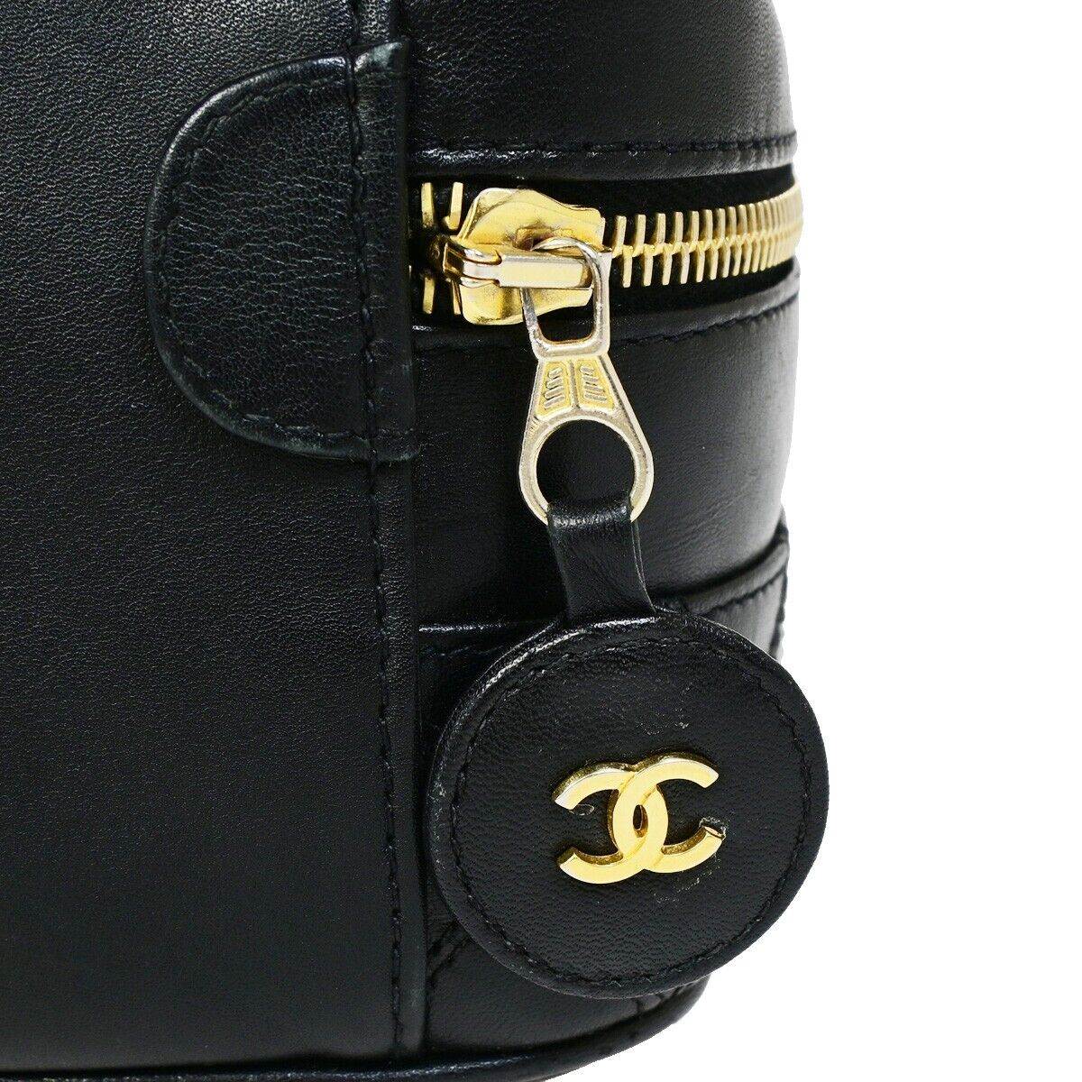 Chanel Vanity Black Leather Hand Bag