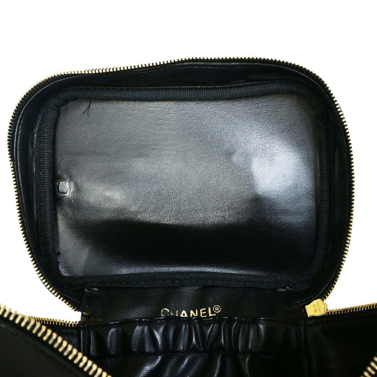 Chanel Vanity Black Leather Hand Bag