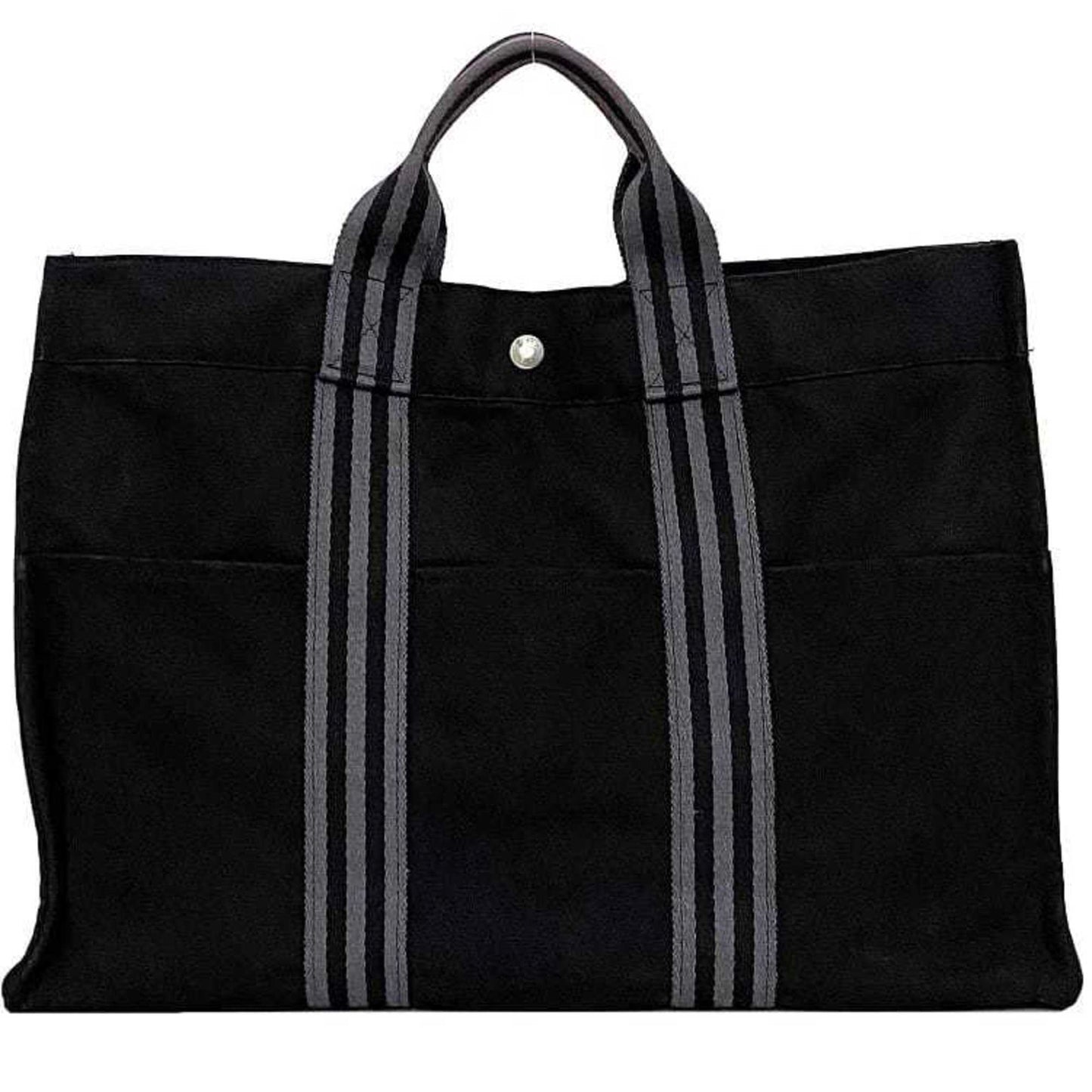 Hermès Herline Black Canvas Tote Bag