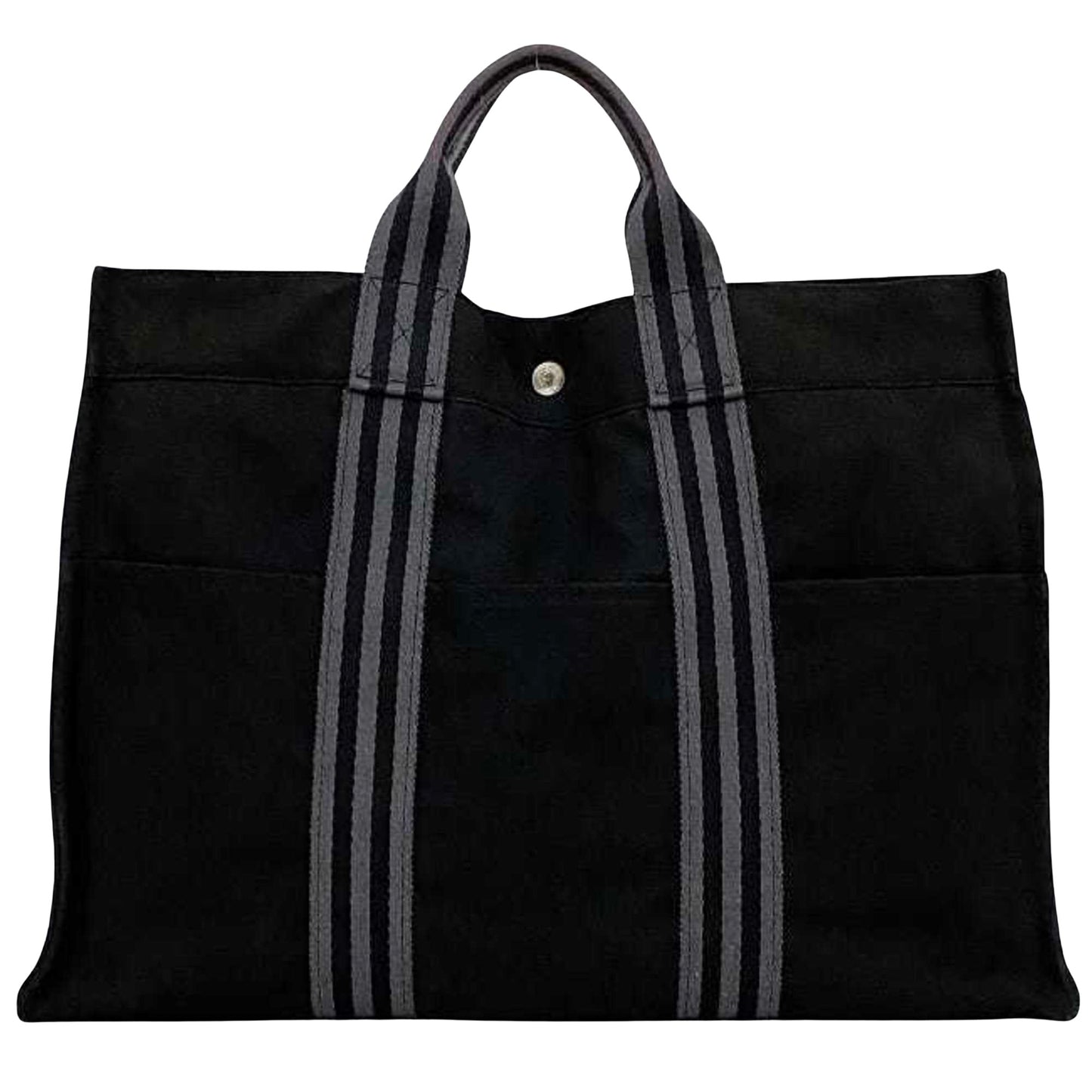 Hermès Herline Black Canvas Tote Bag