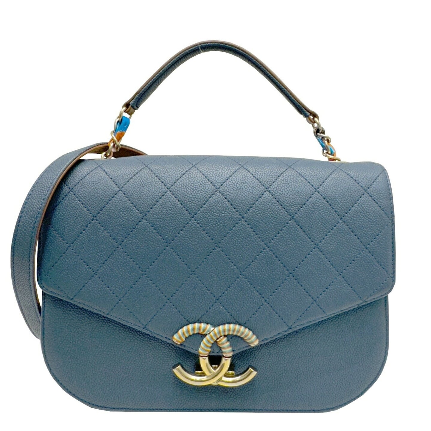 Chanel Coco Cuba Blue Leather Hand Bag