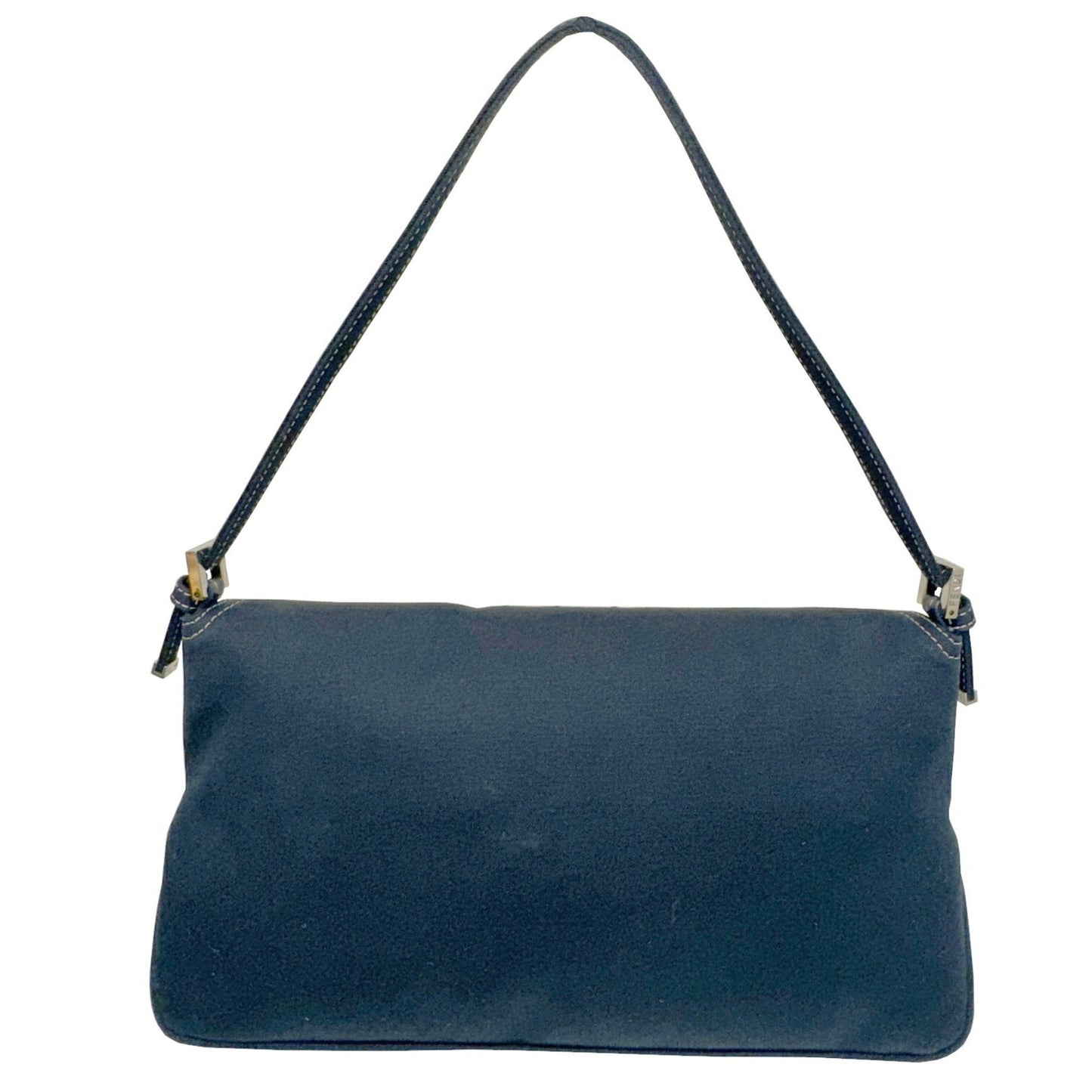 Fendi Mamma Baguette Blue Cotton Shoulder Bag