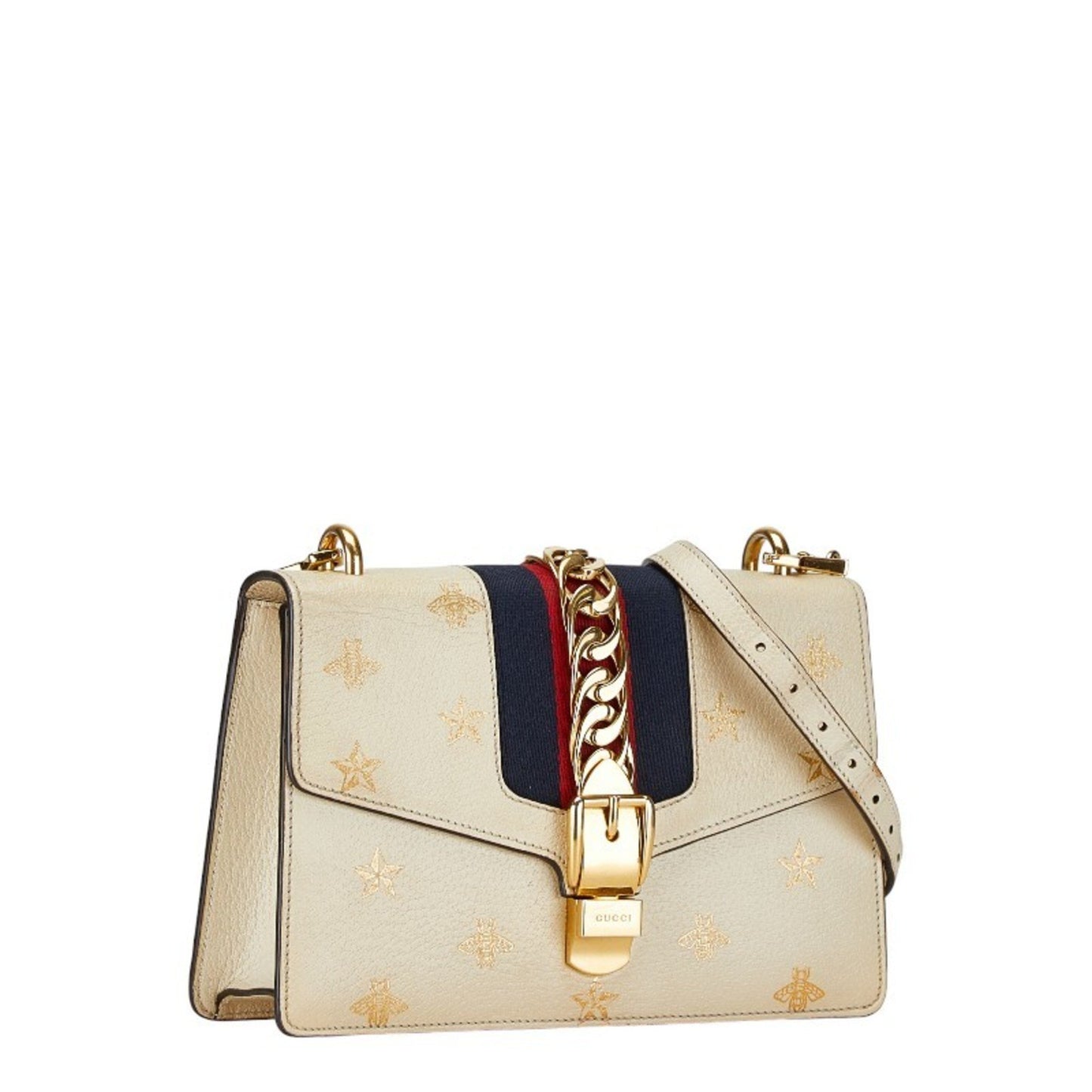 Gucci Sylvie White Leather Shoulder Bag