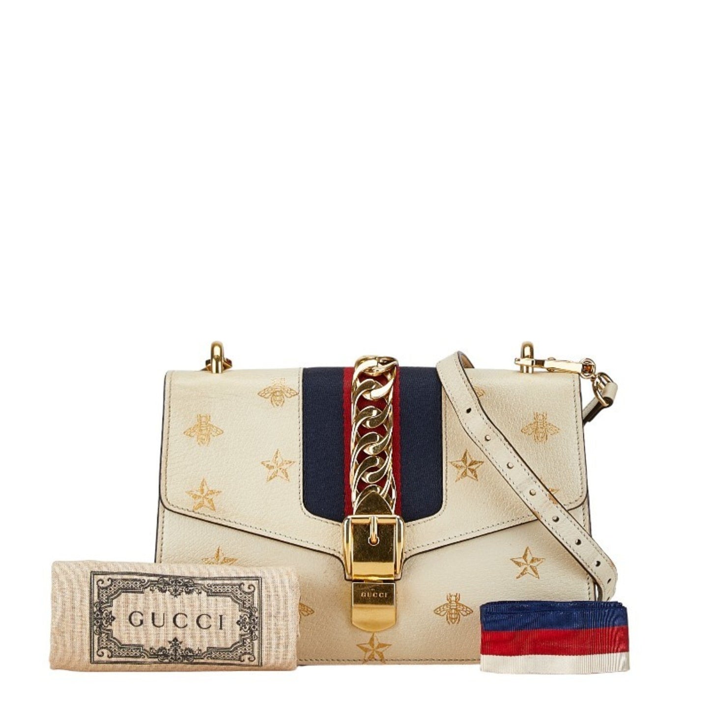 Gucci Sylvie White Leather Shoulder Bag