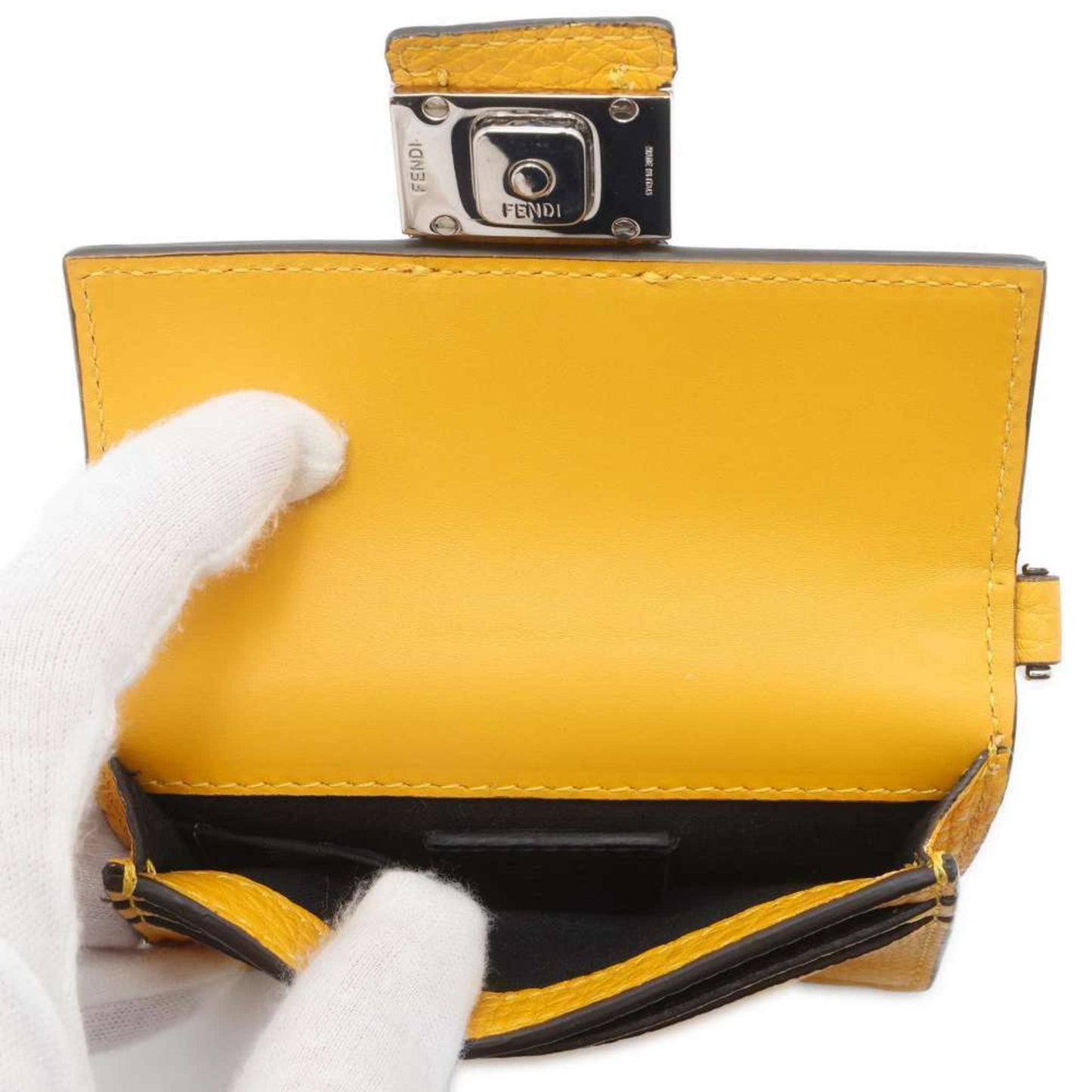 Fendi Mamma Baguette Yellow Leather Wallet Accessories