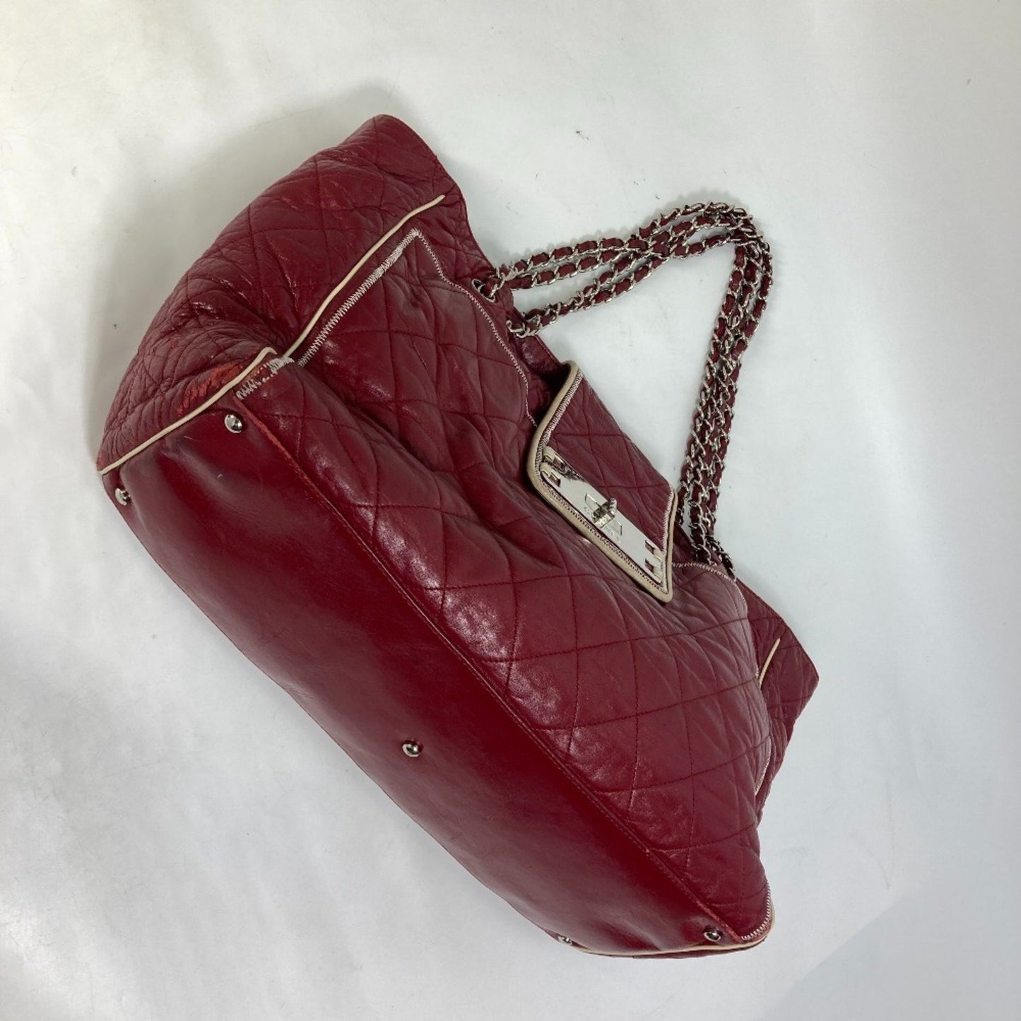 Chanel Matelassé Red Leather Tote Bag