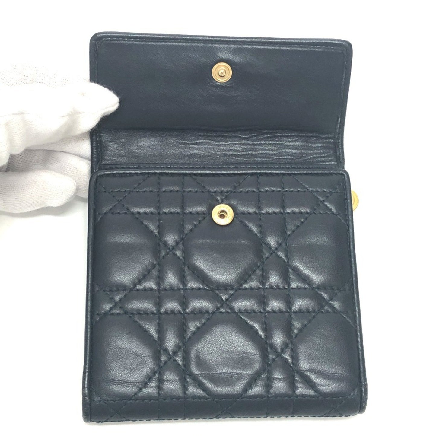 Dior Cannage Lady Navy Leather Wallet Accessories