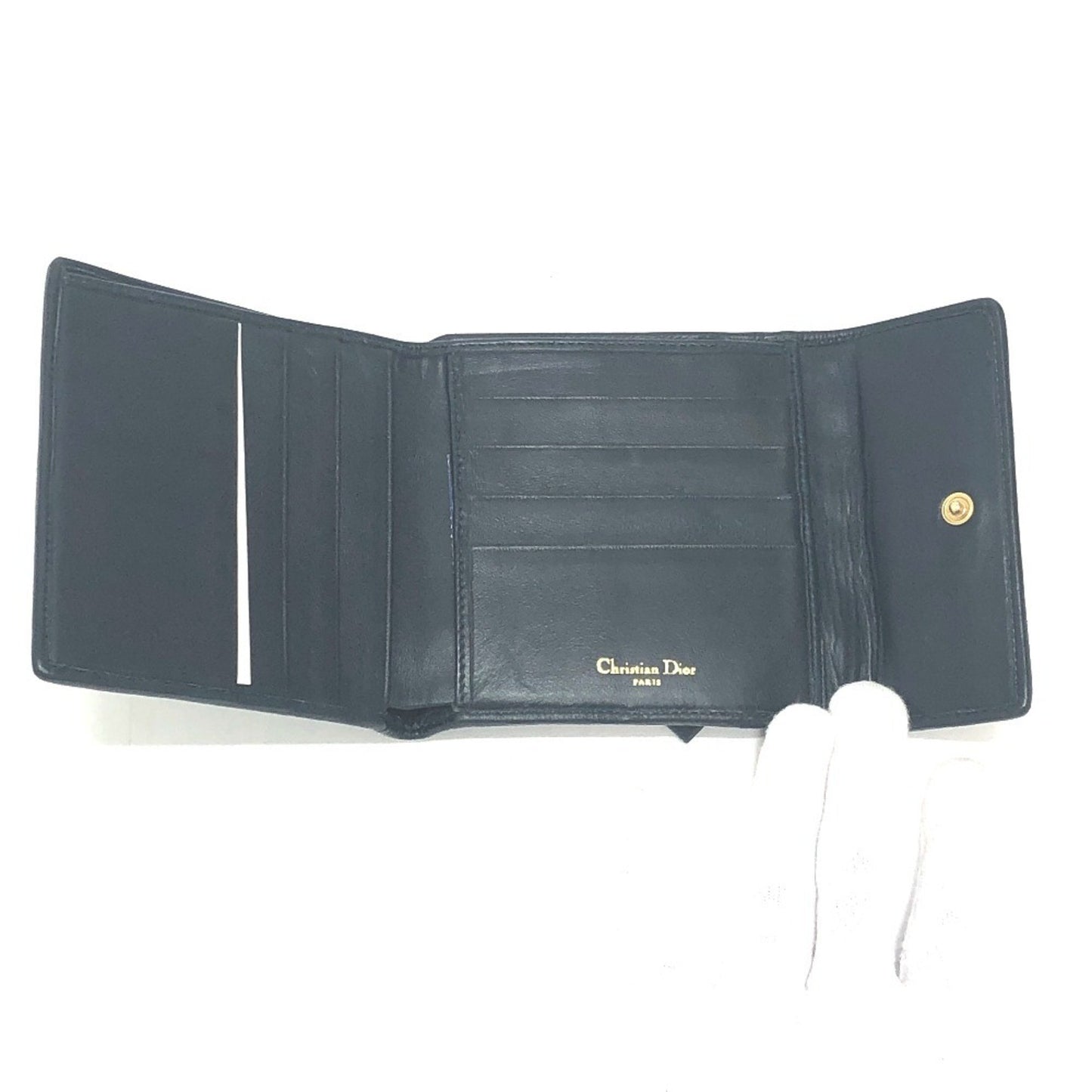 Dior Cannage Lady Navy Leather Wallet Accessories