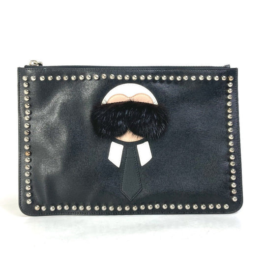 Fendi Karlito Black Fur Clutch Bag