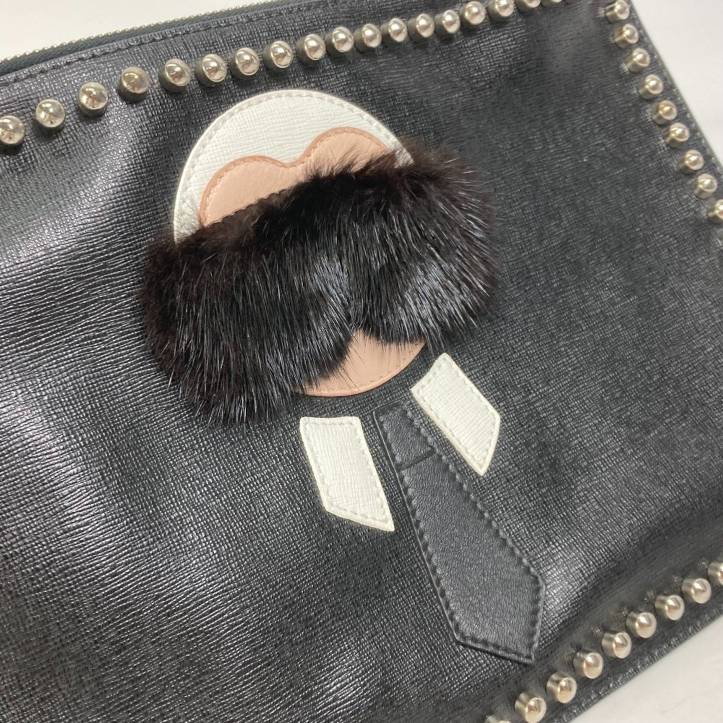 Fendi Karlito Black Fur Clutch Bag