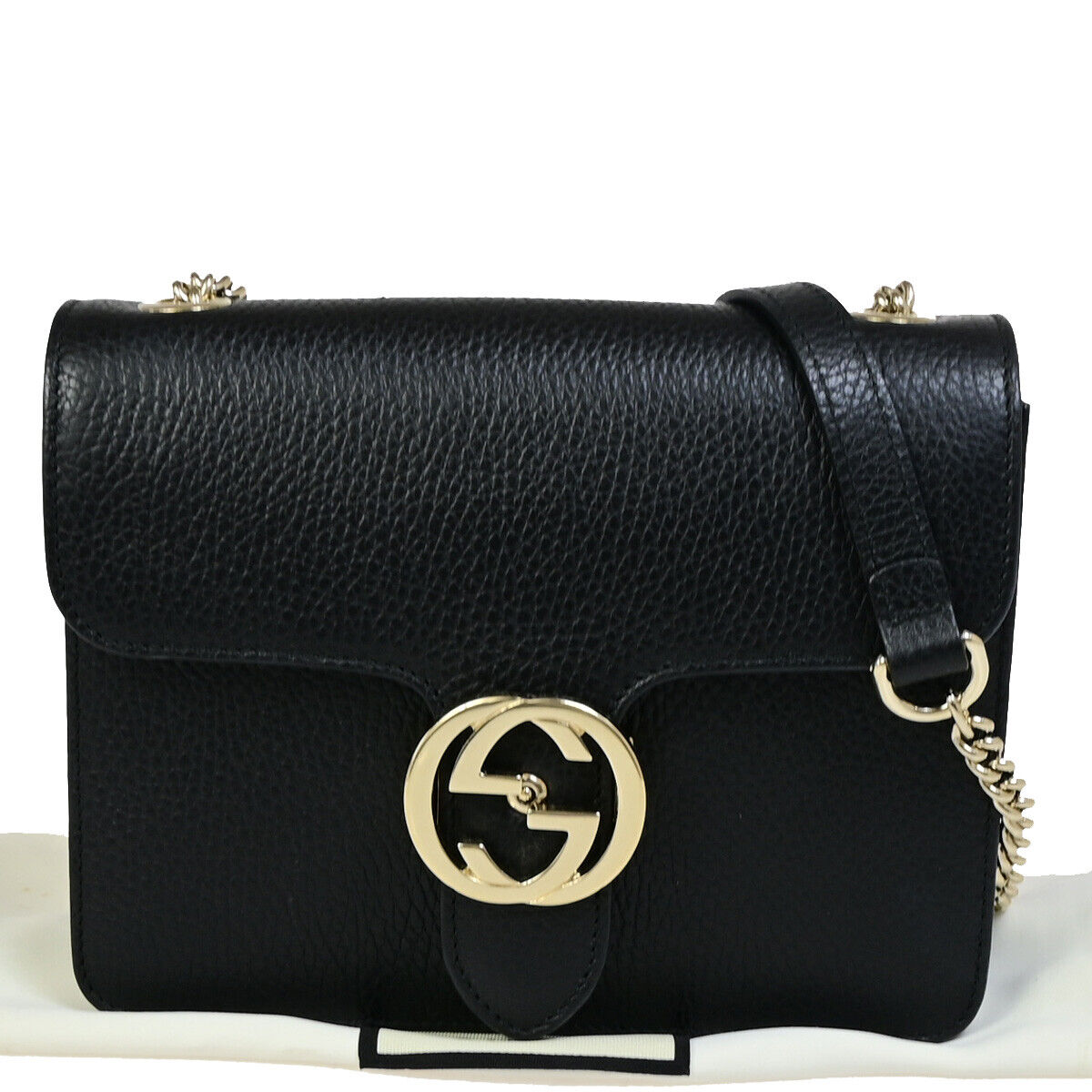 Gucci Interlocking Black Leather Shoulder Bag