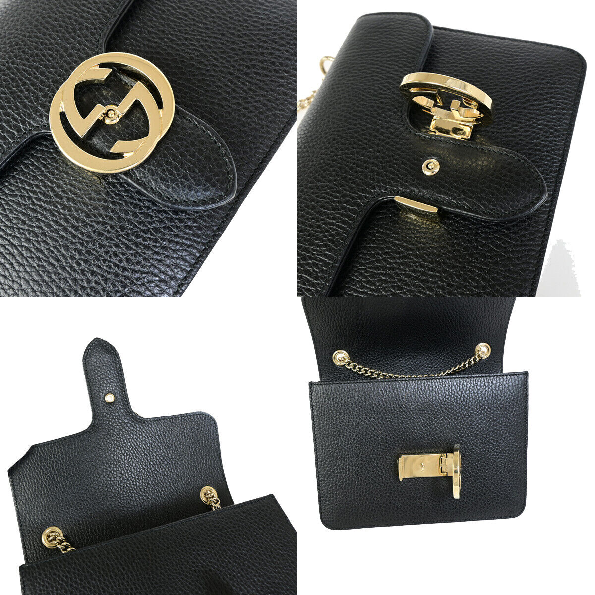 Gucci Interlocking Black Leather Shoulder Bag