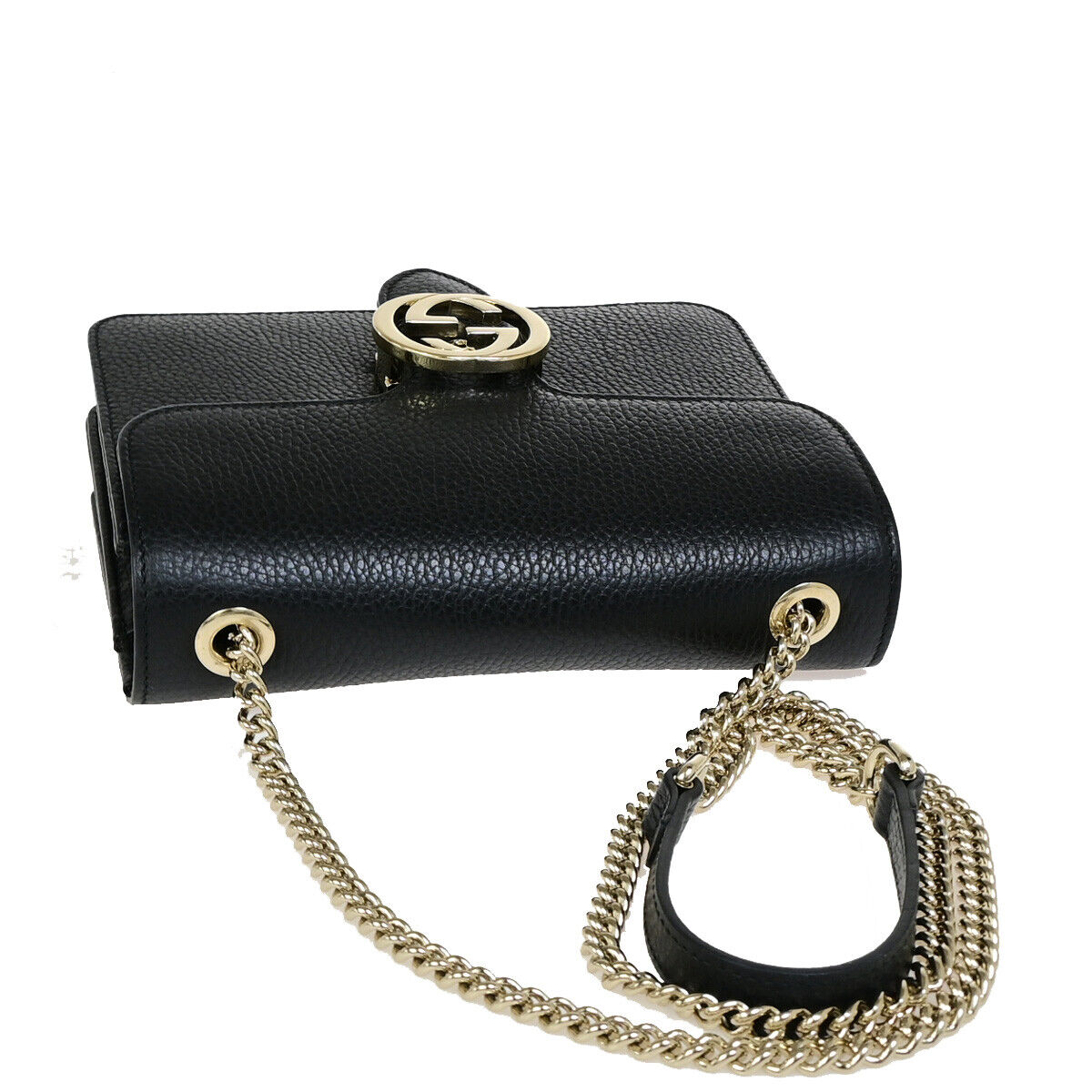 Gucci Interlocking Black Leather Shoulder Bag