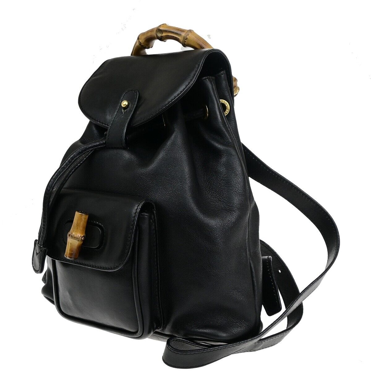 Gucci Bamboo Black Leather Backpack Bag