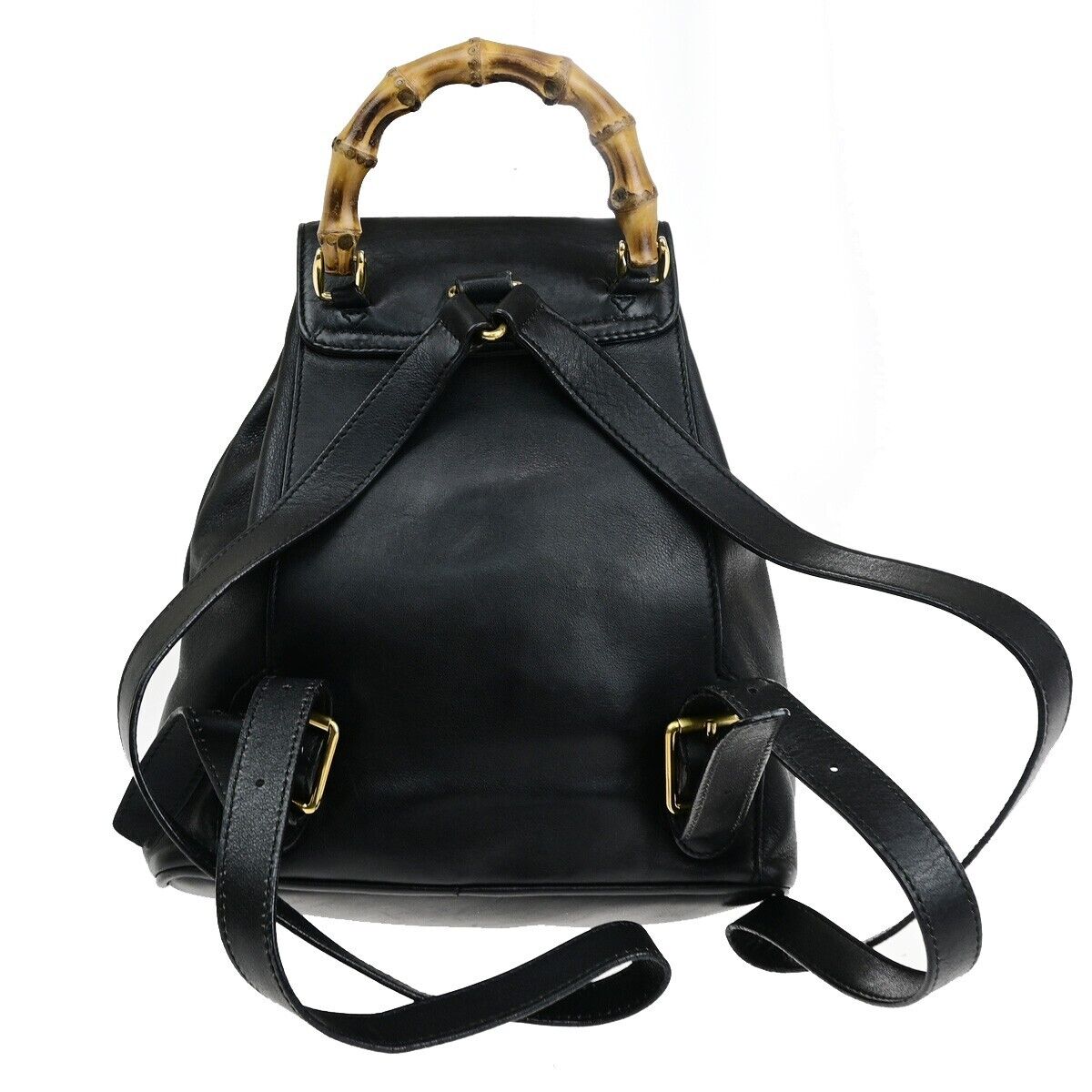 Gucci Bamboo Black Leather Backpack Bag