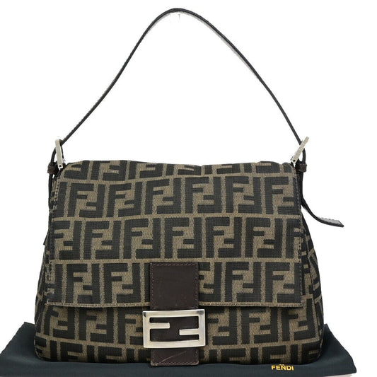 Fendi Mamma Baguette Brown Canvas Shoulder Bag