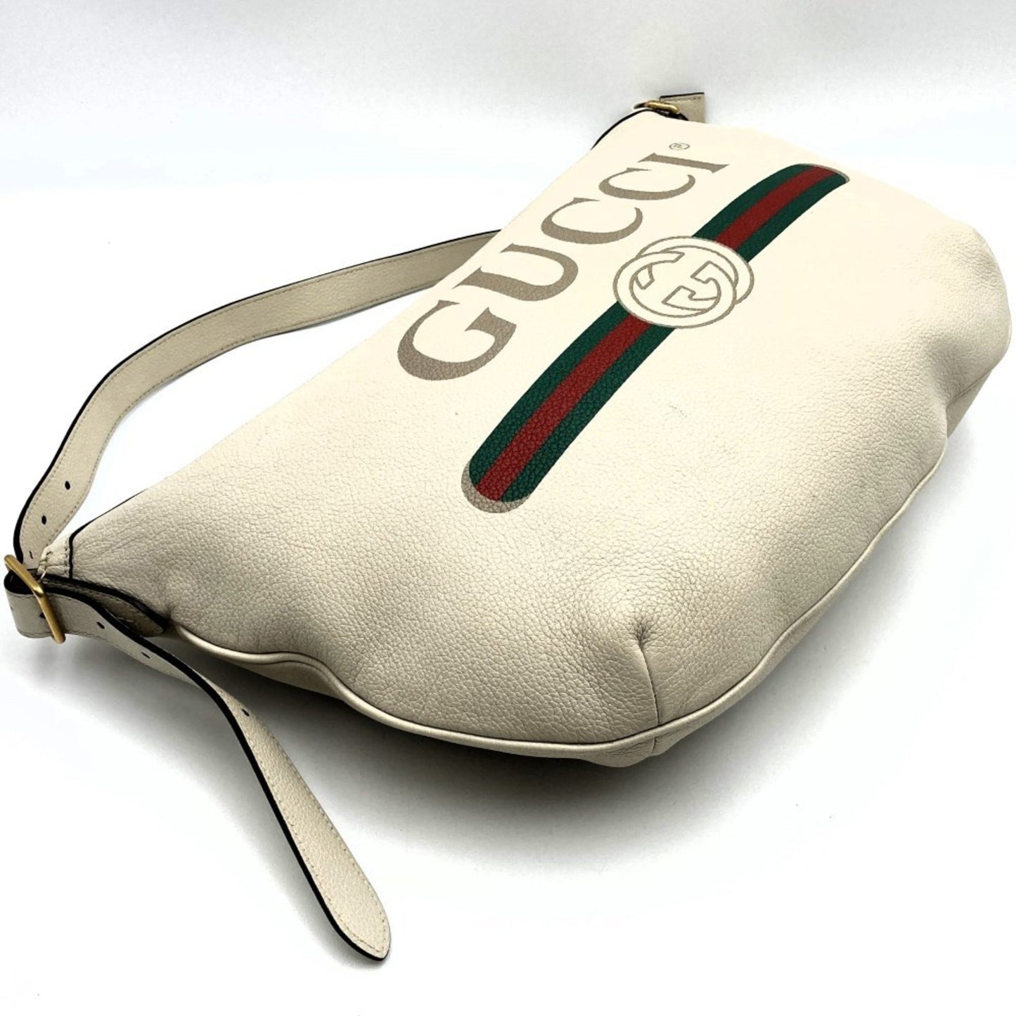 Gucci White Leather Shopper Bag