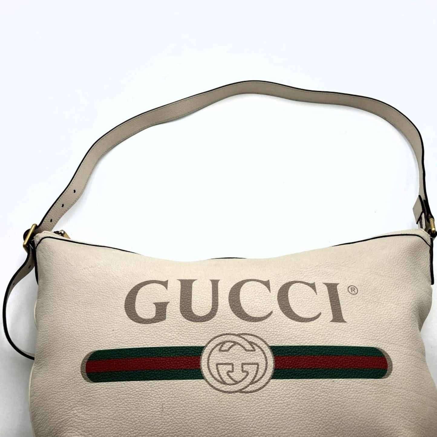 Gucci White Leather Shopper Bag