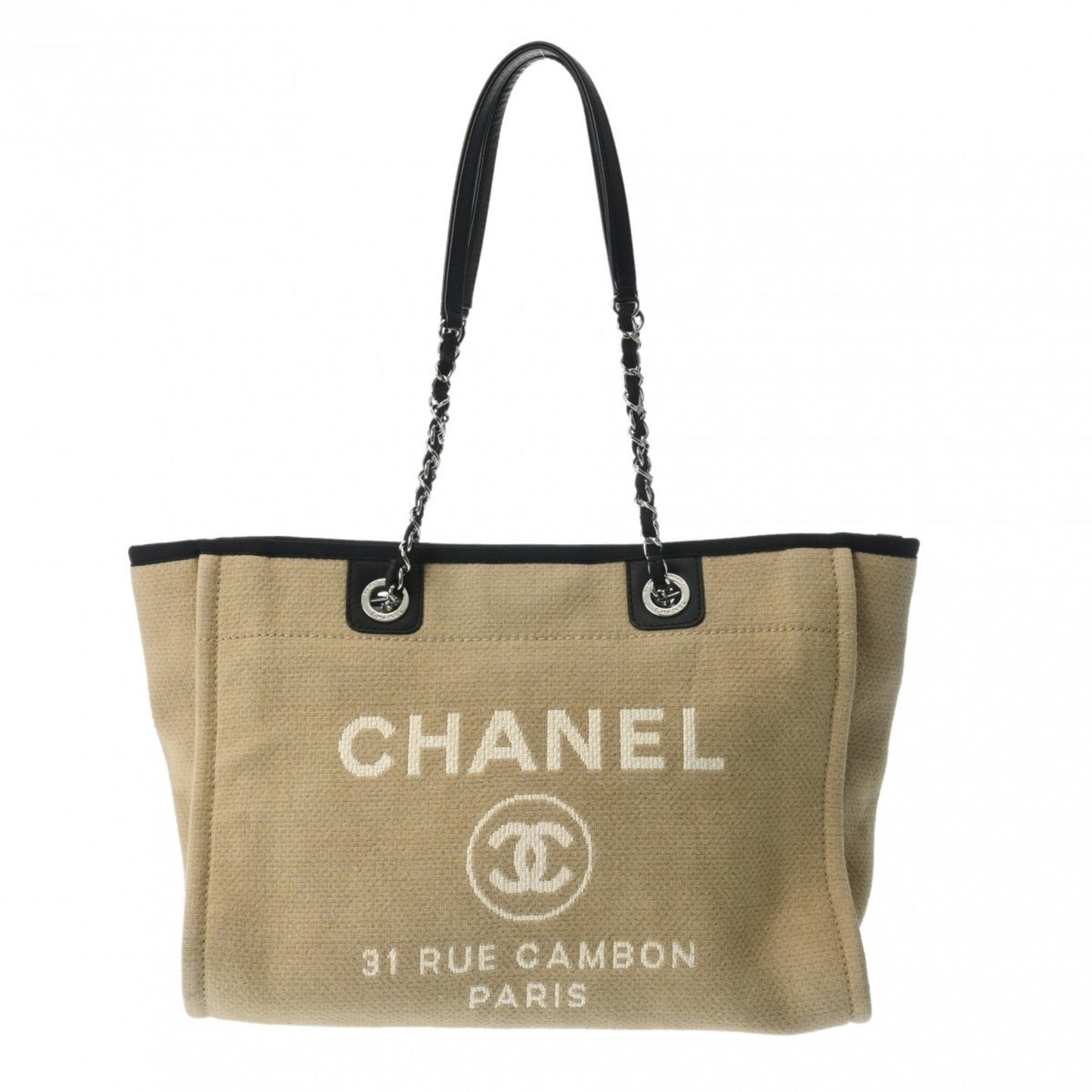 Chanel Deauville Beige Canvas Tote Bag