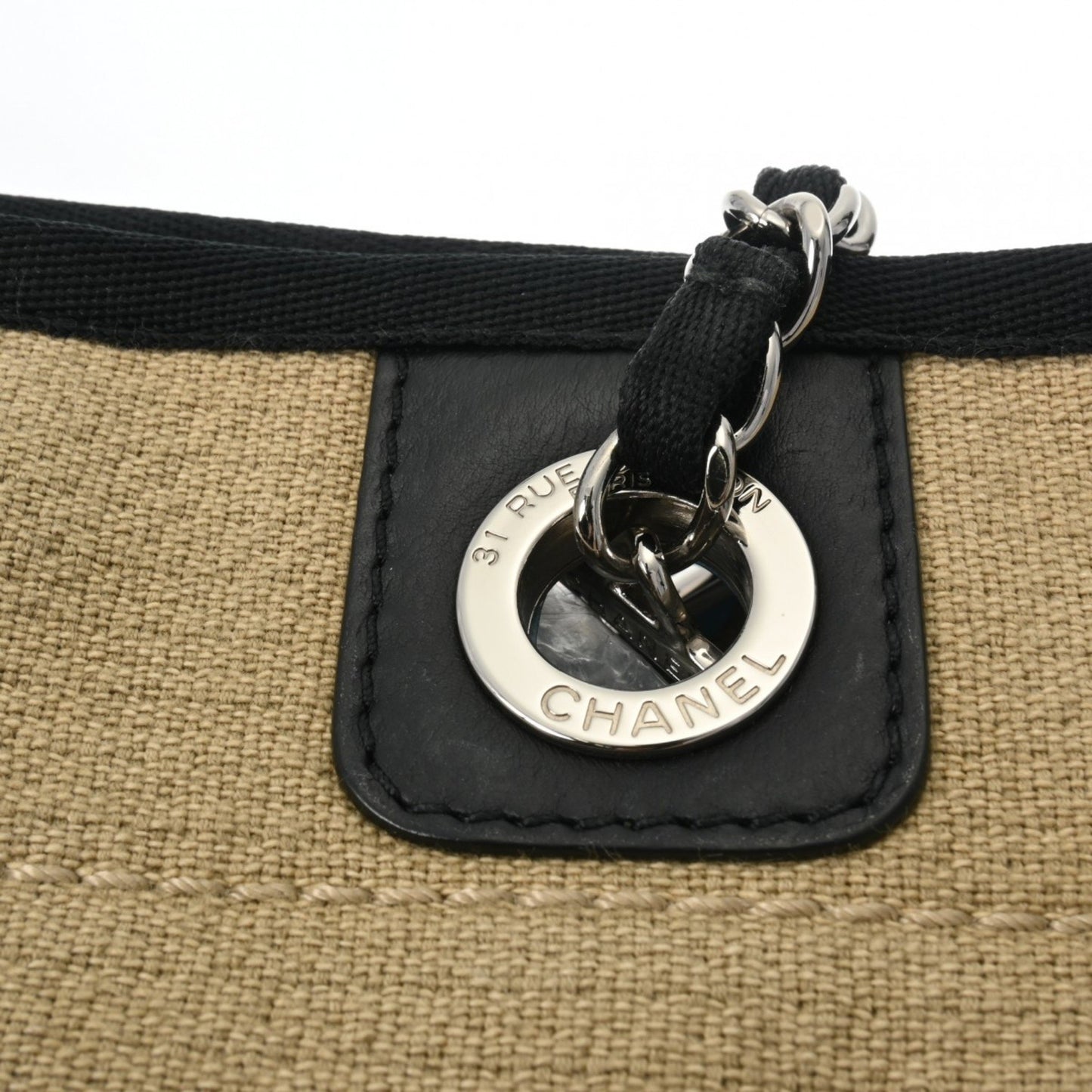 Chanel Deauville Beige Canvas Tote Bag