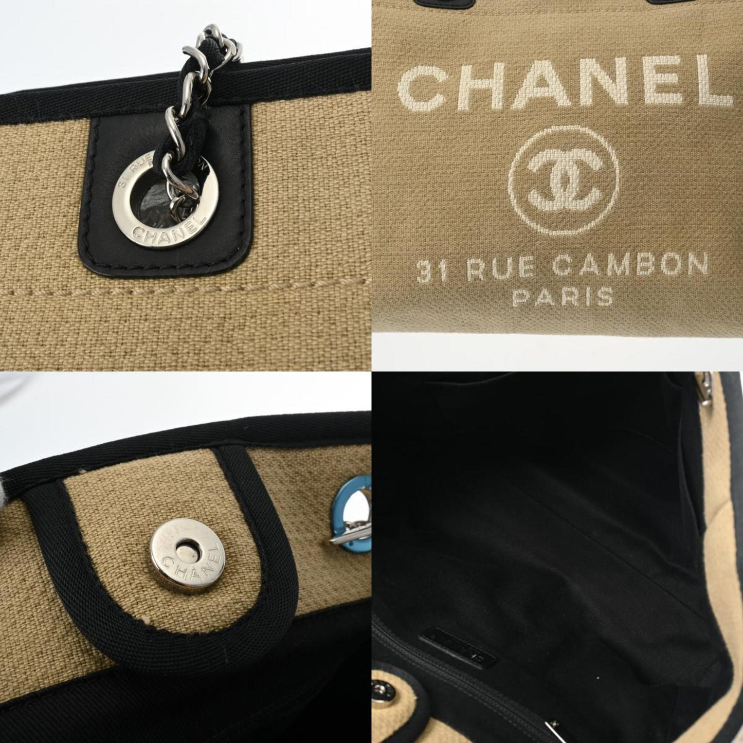 Chanel Deauville Beige Canvas Tote Bag