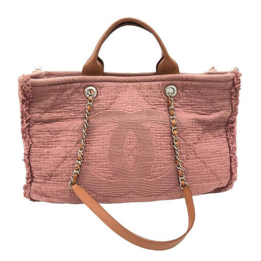 Chanel Deauville Pink Canvas Hand Bag