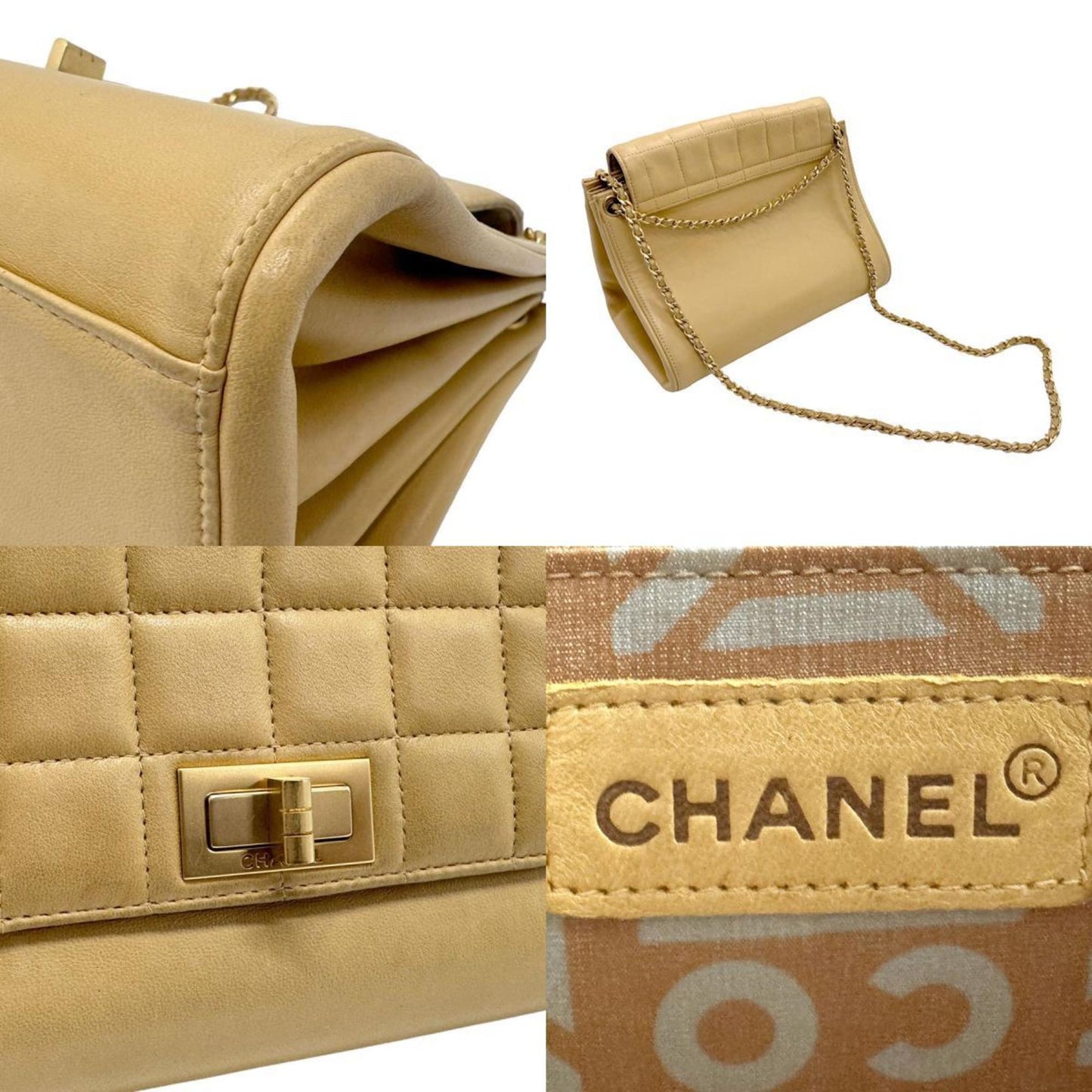 Chanel 2,55 Beige Leather Shoulder Bag